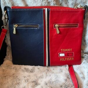 Tommy Hilfiger Navy Blue and Red shoulder purse
